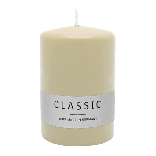 Stumpenkerze aus Paraffin, Elfenbein, WENZEL, 80/60 mm, Brenndauer ca. 22h, selbstverlöschend