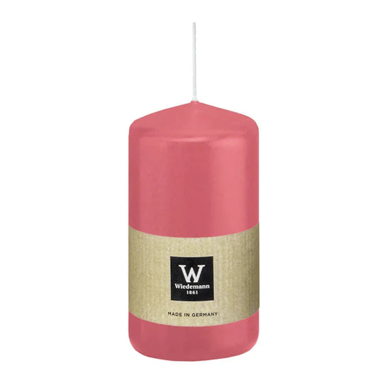 Stumpenkerze aus Paraffin, Erdbeerrosa, Wiedemann, 120/58 mm, Brenndauer ca. 40h