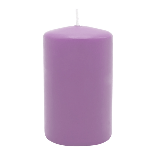 Stumpenkerze aus Paraffin, Flieder, WENZEL, 100/70 mm, Brenndauer ca. 34h, selbstverlöschend