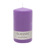 Stumpenkerze aus Paraffin, Flieder, WENZEL, 120/80 mm, Brenndauer ca. 56h, selbstverlöschend