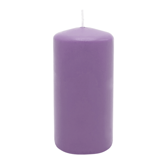Stumpenkerze aus Paraffin, Flieder, WENZEL, 150/70 mm, Brenndauer ca. 56h, selbstverlöschend