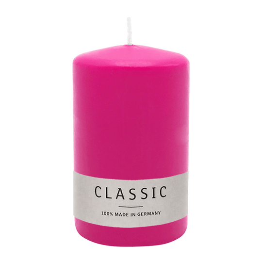 Stumpenkerze aus Paraffin, Fuchsia, WENZEL, 100/70 mm, Brenndauer ca. 34h, selbstverlöschend