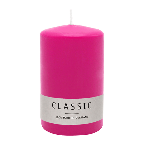 Stumpenkerze aus Paraffin, Fuchsia, WENZEL, 100/70 mm, Brenndauer ca. 34h, selbstverlöschend