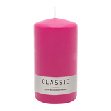 Stumpenkerze aus Paraffin, Fuchsia, WENZEL, 120/60 mm, Brenndauer ca. 37h, selbstverlöschend