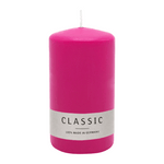 Stumpenkerze aus Paraffin, Fuchsia, WENZEL, 130/70 mm, Brenndauer ca. 47h, selbstverlöschend