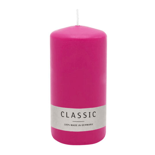 Stumpenkerze aus Paraffin, Fuchsia, WENZEL, 150/70 mm, Brenndauer ca. 56h, selbstverlöschend