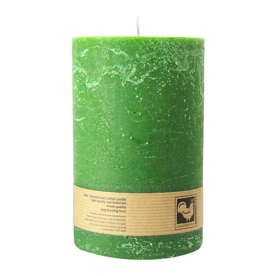 Stumpenkerze aus Paraffin, Grün, Country, 100/150 mm, KERZENFARM HAHN, Brenndauer ca. 88h