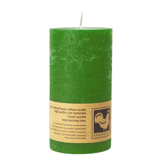 Stumpenkerze aus Paraffin, Grün, Country, 50/90 mm, KERZENFARM HAHN, Brenndauer ca. 29h