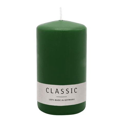 CLASSIC Stumpenkerze Jägergrün, 100/60 mm, WENZEL, 36h –