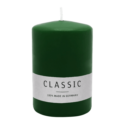 Stumpenkerze aus Paraffin, Jägergrün, WENZEL, 80/60 mm, Brenndauer ca. 22h, selbstverlöschend