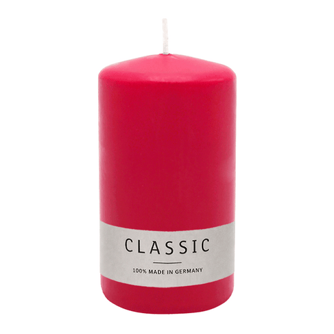 Stumpenkerze aus Paraffin, Karminrot, WENZEL, 100/60 mm, Brenndauer ca. 29h, selbstverlöschend