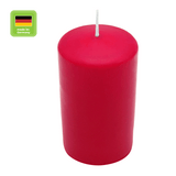 Stumpenkerze aus Paraffin, Karminrot, WENZEL, 120/80 mm, Brenndauer ca. 56h, selbstverlöschend