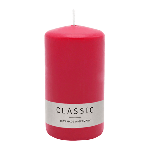 Stumpenkerze aus Paraffin, Karminrot, WENZEL, 130/70 mm, Brenndauer ca. 47h, selbstverlöschend