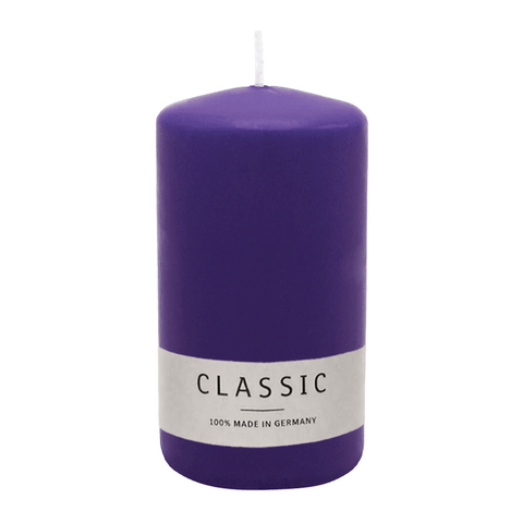 Stumpenkerze aus Paraffin, Lila, WENZEL, 130/70 mm, Brenndauer ca. 47h, selbstverlöschend