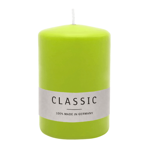 Stumpenkerze aus Paraffin, Limone, WENZEL, 80/60 mm, Brenndauer ca. 22h, selbstverlöschend