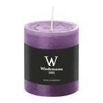 Stumpenkerze aus Paraffin, Mauve, Marble Rustik, Wiedemann, 80/68 mm, Brenndauer ca. 34h, durchgefärbt