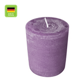 Stumpenkerze aus Paraffin, Mauve, Marble Rustik, Wiedemann, 80/68 mm, Brenndauer ca. 34h, durchgefärbt - luterna.de