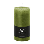 Stumpenkerze aus Paraffin, Olive, Marble Rustik, Wiedemann, 130/68 mm, Brenndauer ca. 54h, durchgefärbt