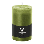 Stumpenkerze aus Paraffin, Olive, Marble Rustik, Wiedemann, 130/78 mm, Brenndauer ca. 63h, durchgefärbt