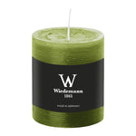 Stumpenkerze aus Paraffin, Olive, Marble Rustik, Wiedemann, 80/68 mm, Brenndauer ca. 34h, durchgefärbt