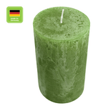 Stumpenkerze aus Paraffin, Olive, Rustic, WENZEL, 140/80 mm, Brenndauer ca. 76h, selbstverlöschend - luterna.de