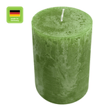 Stumpenkerze aus Paraffin, Olive, Rustic, WENZEL, 80/70 mm, Brenndauer ca. 34h, selbstverlöschend - luterna.de