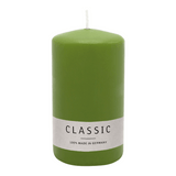 Stumpenkerze aus Paraffin, Olive, WENZEL, 100/60 mm, Brenndauer ca. 29h, selbstverlöschend