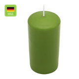 Stumpenkerze aus Paraffin, Olive, WENZEL, 120/60 mm, Brenndauer ca. 37h, selbstverlöschend