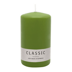Stumpenkerze aus Paraffin, Olive, WENZEL, 120/80 mm, Brenndauer ca. 56h, selbstverlöschend
