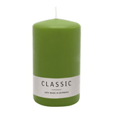 Stumpenkerze aus Paraffin, Olive, WENZEL, 120/80 mm, Brenndauer ca. 56h, selbstverlöschend