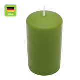 Stumpenkerze aus Paraffin, Olive, WENZEL, 120/80 mm, Brenndauer ca. 56h, selbstverlöschend