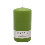 Stumpenkerze aus Paraffin, Olive, WENZEL, 130/70 mm, Brenndauer ca. 47h, selbstverlöschend