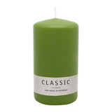 Stumpenkerze aus Paraffin, Olive, WENZEL, 130/70 mm, Brenndauer ca. 47h, selbstverlöschend