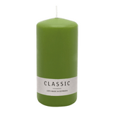 Stumpenkerze aus Paraffin, Olive, WENZEL, 150/70 mm, Brenndauer ca. 56h, selbstverlöschend