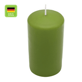 Stumpenkerze aus Paraffin, Olive, WENZEL, 150/70 mm, Brenndauer ca. 56h, selbstverlöschend