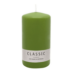 Stumpenkerze aus Paraffin, Olive, WENZEL, 150/80 mm, Brenndauer ca. 73h, selbstverlöschend Öl