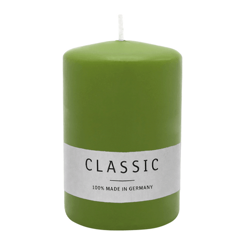 Stumpenkerze aus Paraffin, Olive, WENZEL, 80/60 mm, Brenndauer ca. 22h, selbstverlöschend