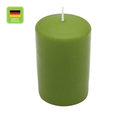 Stumpenkerze aus Paraffin, Olive, WENZEL, 80/60 mm, Brenndauer ca. 27h, selbstverlöschend - luterna.de