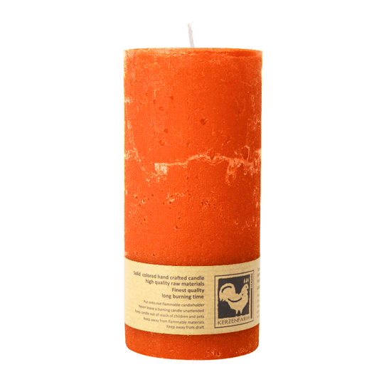 Stumpenkerze aus Paraffin, Orange, Country, 65/135 mm, KERZENFARM HAHN, Brenndauer ca. 54h