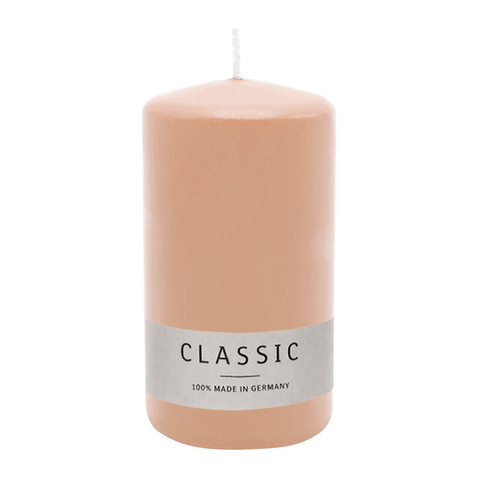 Stumpenkerze aus Paraffin, Peach, WENZEL, 130/70 mm, Brenndauer ca. 47h, selbstverlöschend