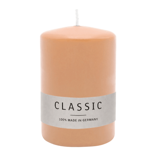 Stumpenkerze aus Paraffin, Peach, WENZEL, 80/60 mm, Brenndauer ca. 22h, selbstverlöschend