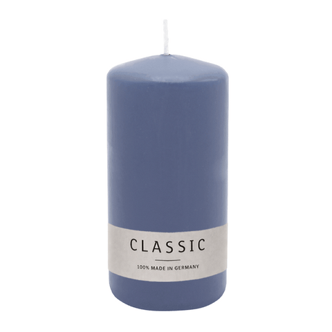 Stumpenkerze aus Paraffin, Polarblau, WENZEL, 150/70 mm, Brenndauer ca. 56h, selbstverlöschend