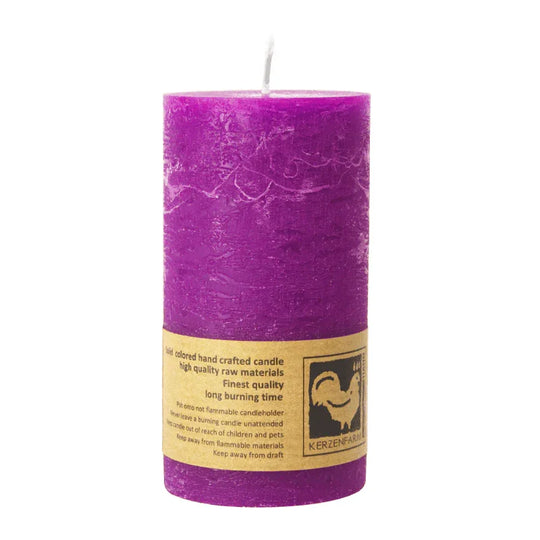 Stumpenkerze aus Paraffin, Purple, Country, 50/90 mm, KERZENFARM HAHN, Brenndauer ca. 29h