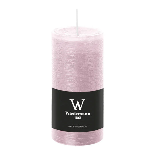 Stumpenkerze aus Paraffin, Rosé, Marble Rustik, Wiedemann, 120/58 mm, Brenndauer ca. 42h, durchgefärbt