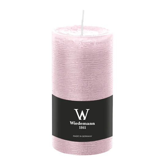 Stumpenkerze aus Paraffin, Rosé, Marble Rustik, Wiedemann, 130/68 mm, Brenndauer ca. 54h, durchgefärbt