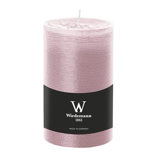 Stumpenkerze aus Paraffin, Rosé, Marble Rustik, Wiedemann, 130/78 mm, Brenndauer ca. 63h, durchgefärbt