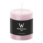 Stumpenkerze aus Paraffin, Rosé, Marble Rustik, Wiedemann, 80/68 mm, Brenndauer ca. 34h, durchgefärbt