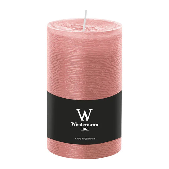 Stumpenkerze aus Paraffin, Rosenholz, Marble Rustik, Wiedemann, 130/78 mm, Brenndauer ca. 63h, durchgefärbt