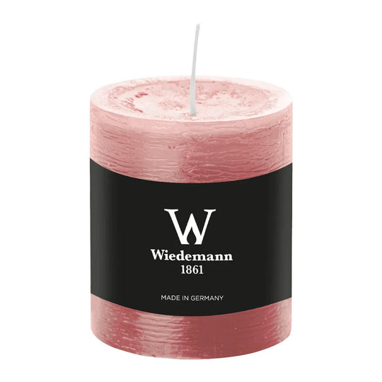 Stumpenkerze aus Paraffin, Rosenholz, Marble Rustik, Wiedemann, 80/68 mm, Brenndauer ca. 34h, durchgefärbt