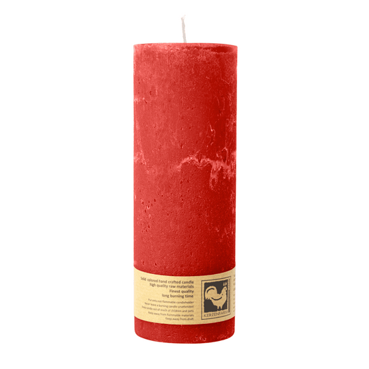 Stumpenkerze aus Paraffin, Rot, Country, 70/190 mm, KERZENFARM HAHN, Brenndauer ca. 72h